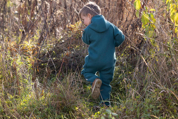 Boiled Merino Wool Zip-Overall - pacific