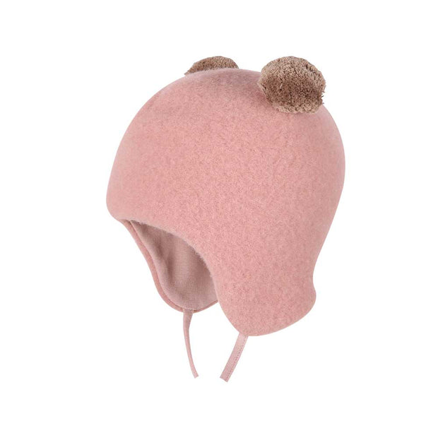 Merino Fleece Pom Pom Hat - dusty rose