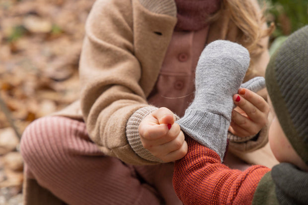 Boiled Merino Wool Gloves - olive