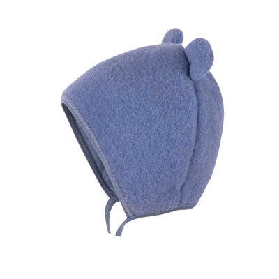 Merino Fleece Baby Bonnet with Ears- smoke blue
