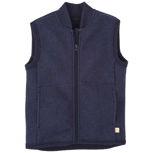 Boiled Wool Vest - indigo