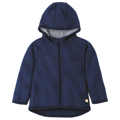 Boiled Wool Zip Jacket - indigo