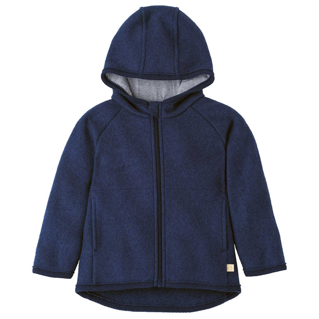 Boiled Wool Zip Jacket - indigo