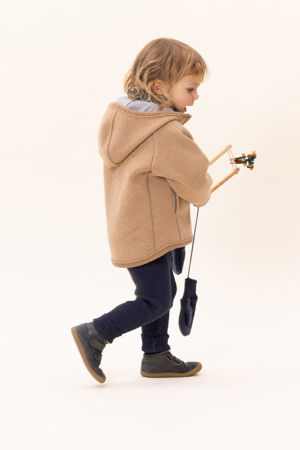 Boiled Wool Zip Jacket - caramel