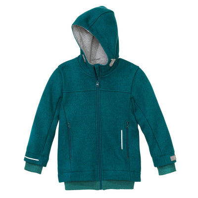 ORGANIC BOILED MERINO WOOL OUTDOOR JACKET - pacific