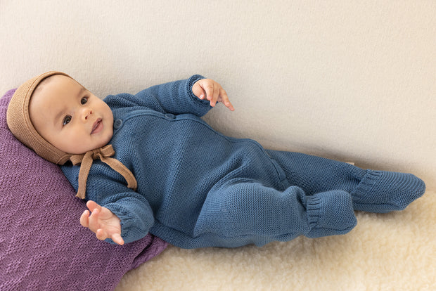 Knitted Baby Overall - dove blue