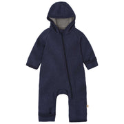 Boiled Wool Zip-Overall - indigo