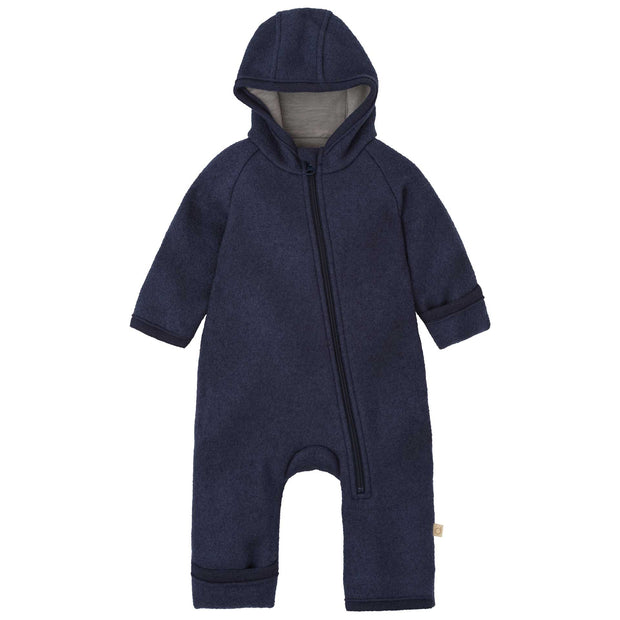 Boiled Wool Zip-Overall - indigo