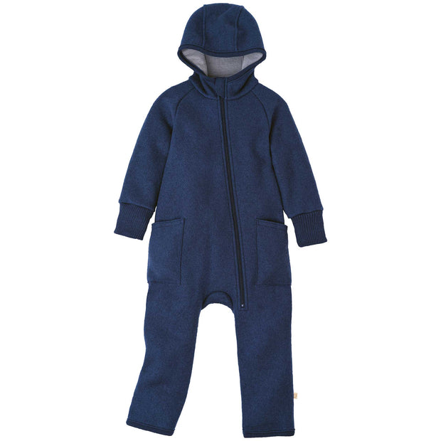 Boiled Wool Zip-Overall - indigo