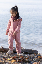 Boiled Wool Zip-Overall - soft pink