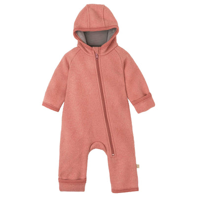 Boiled Wool Zip-Overall - soft pink