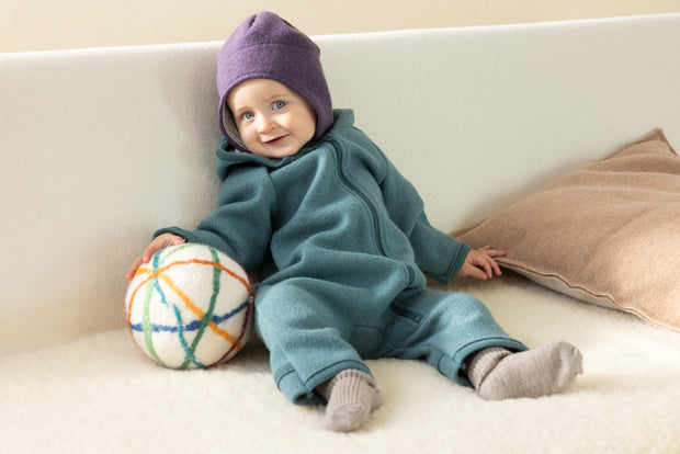 Boiled Wool Zip-Overall - eucalyptus