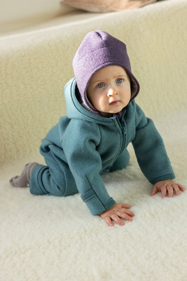 Boiled Wool Zip-Overall - eucalyptus