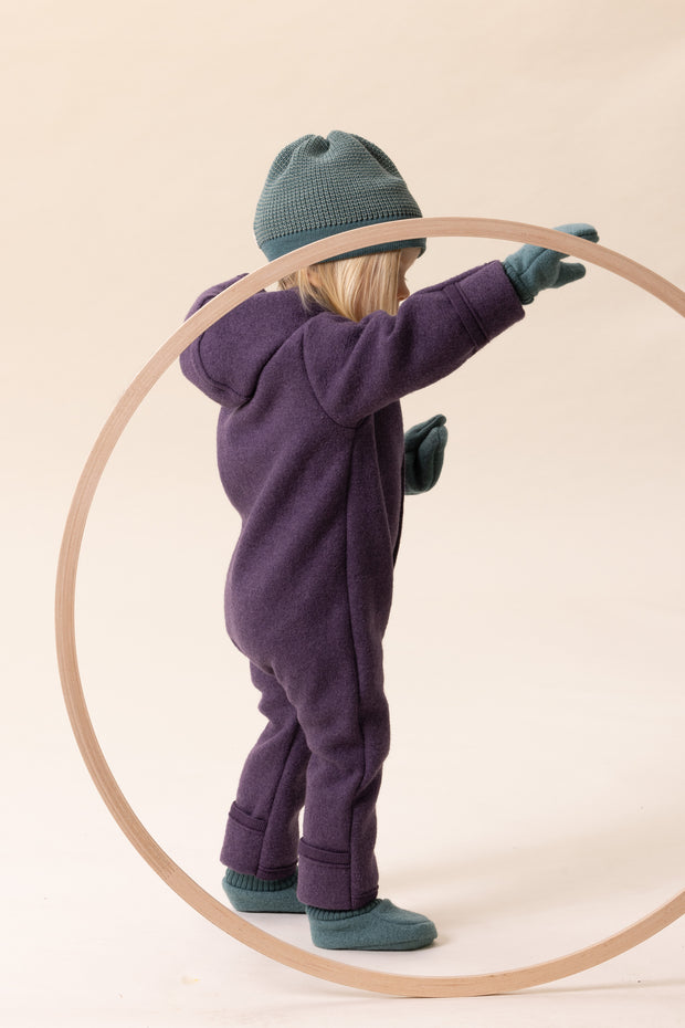 Boiled Wool Overall - aubergine
