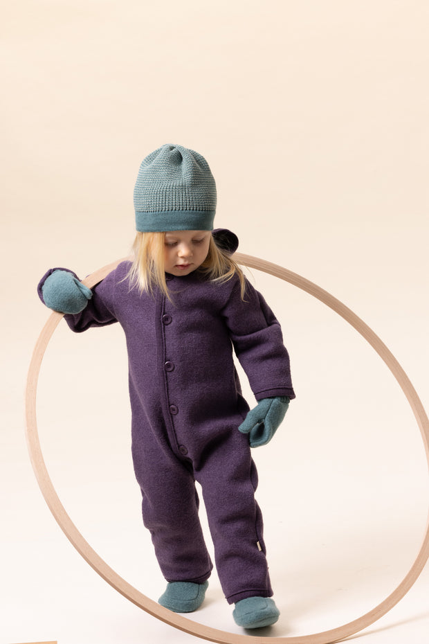 Boiled Wool Overall - aubergine