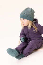 Boiled Wool Overall - aubergine