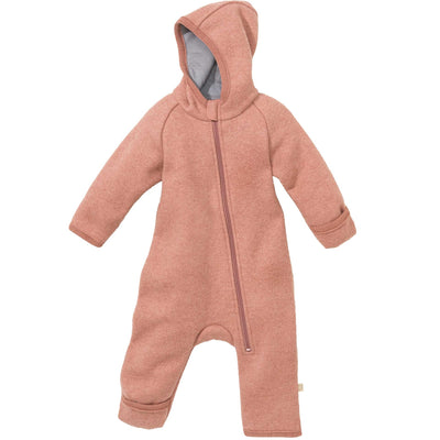 Boiled Merino Wool Zip-Overall - rose