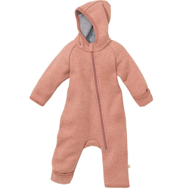 Boiled Merino Wool Zip-Overall - rose