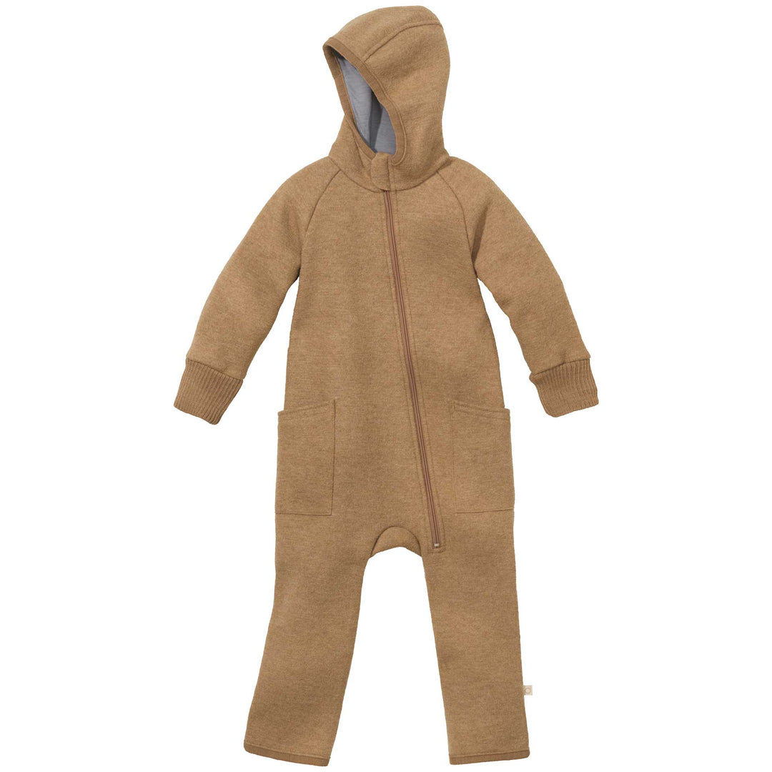 Boiled Wool Zip-Overall caramel – Baby in Merino