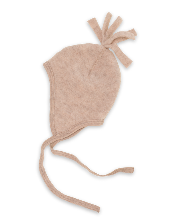 Merino Fleece Baby Bonnet - sand melange