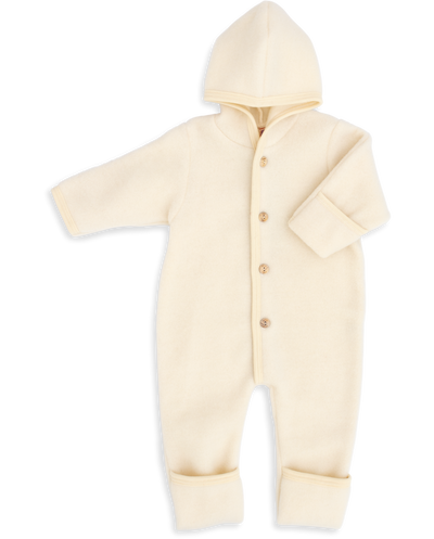 Merino Fleece Hooded baby Overall - natural