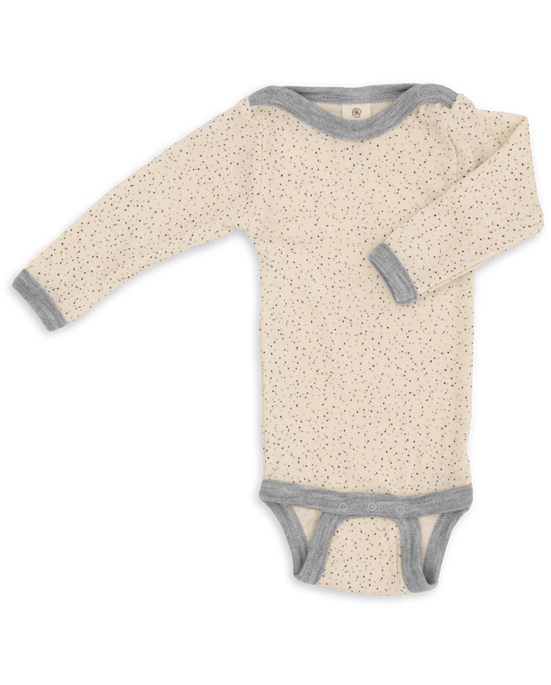 Wool & Silk Long-Sleeve Baby Bodysuit - speckle