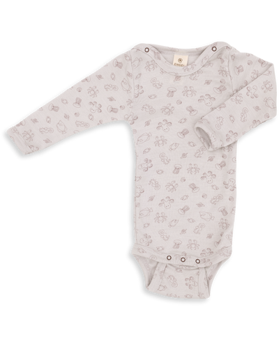 Wool & Silk Long-Sleeve Baby Bodysuit - magnolia