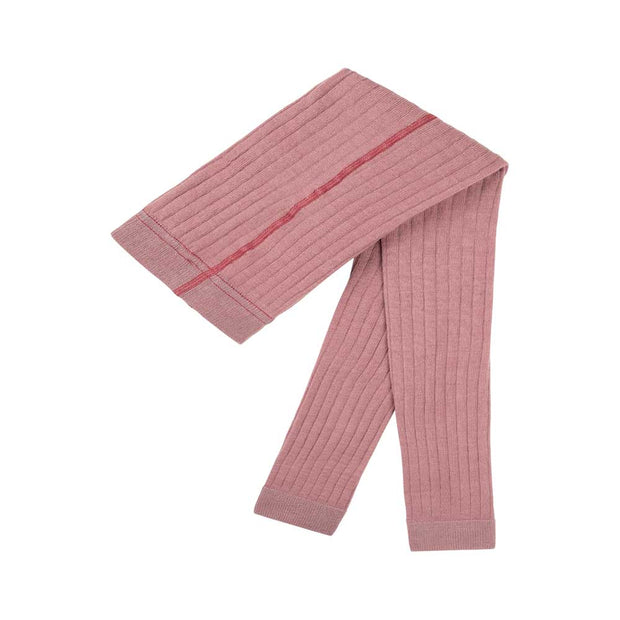FOOTLESS RIBBED LEGGINGS - shadow rose