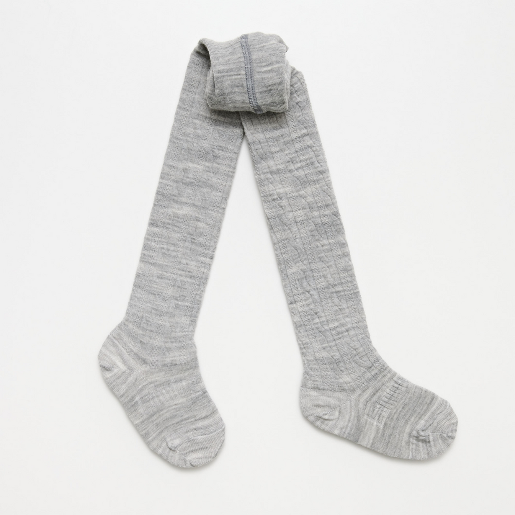 MERINO WOOL TIGHTS CABLE - Light Grey Marle – Baby in Merino