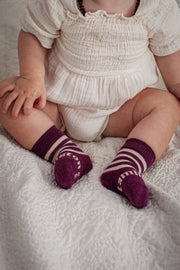 MERINO CREW SOCKS - Plum