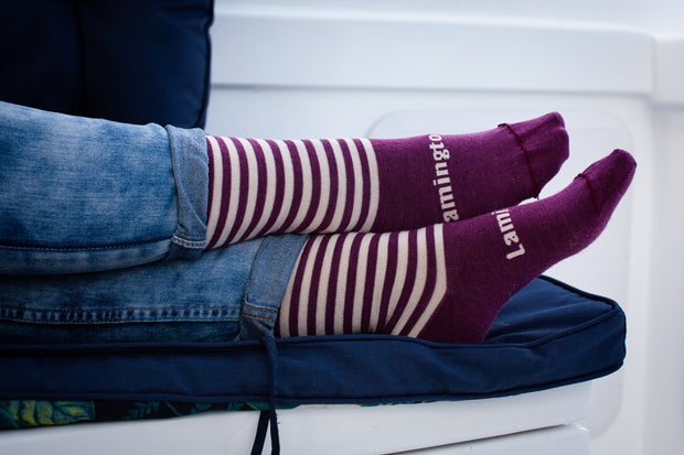 MERINO WOMAN CREW SOCKS - Plum