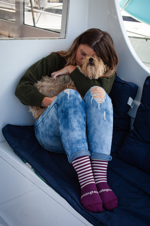 MERINO WOMAN CREW SOCKS - Plum