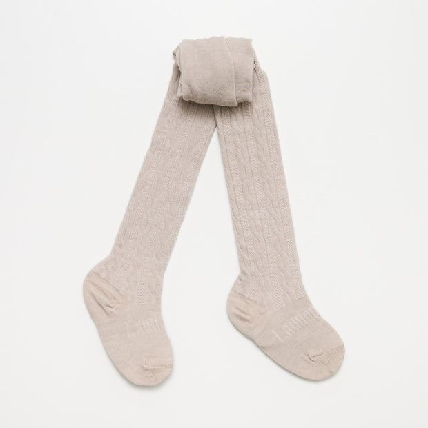 MERINO WOOL TIGHTS CABLE - Oatmeal  **PRE-ORDER