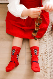 MERINO CREW SOCKS - Red Nutcracker