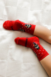 MERINO CREW SOCKS - Red Nutcracker
