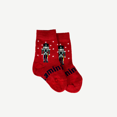 MERINO CREW SOCKS - Red Nutcracker
