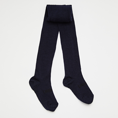 MERINO WOOL PLAIN TIGHTS - Navy