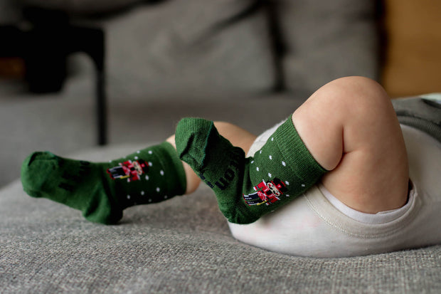 MERINO CREW SOCKS - Green Nutcracker