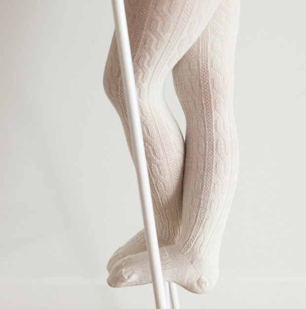 MERINO WOOL TIGHTS CABLE Natural Baby in Merino