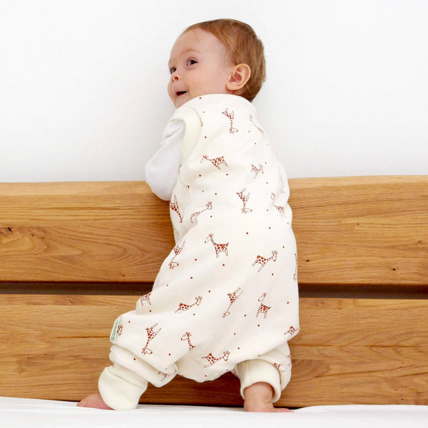 organic cotton and merino wool sleep sack with feet for babies and toddlers